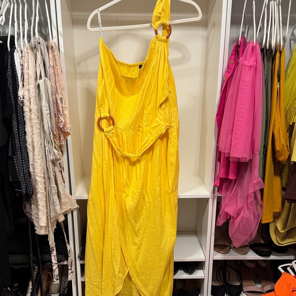 Eloquii Yellow One-Shoulder Dress